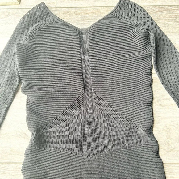 Olivaceous Black Mesh Sleeve  Bodycon Dress - Picture 14 of 15